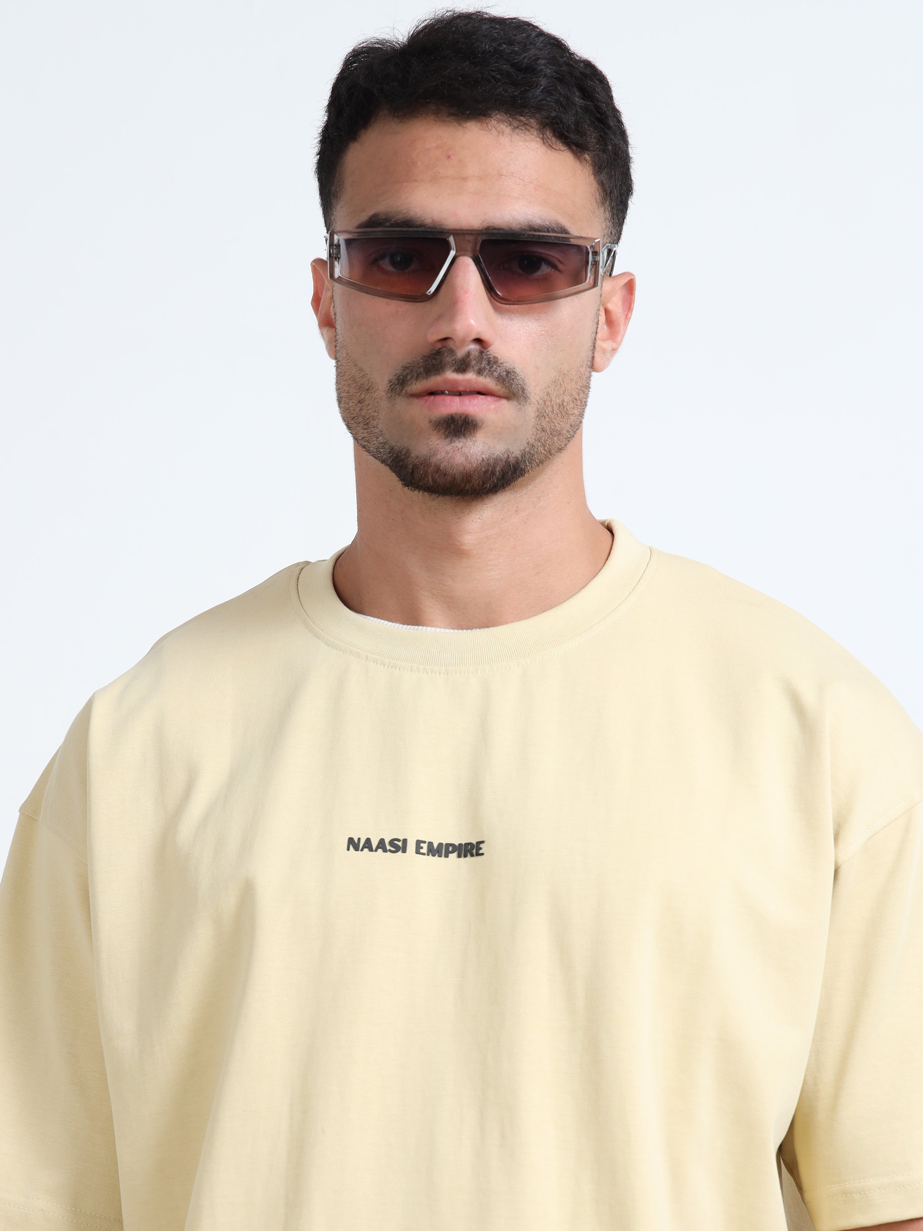 Solid - 320 Gsm Beige Oversize Tshirt