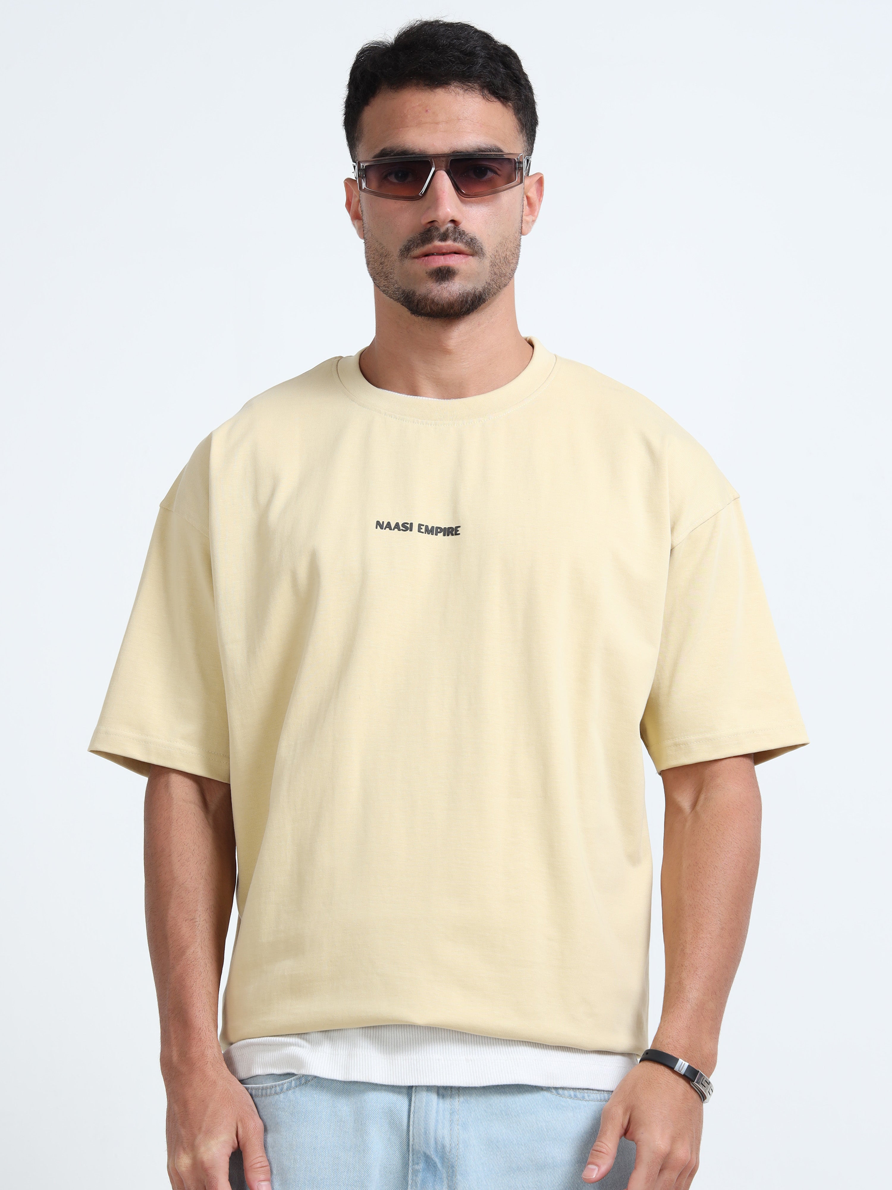 Solid - 320 Gsm Beige Oversize Tshirt