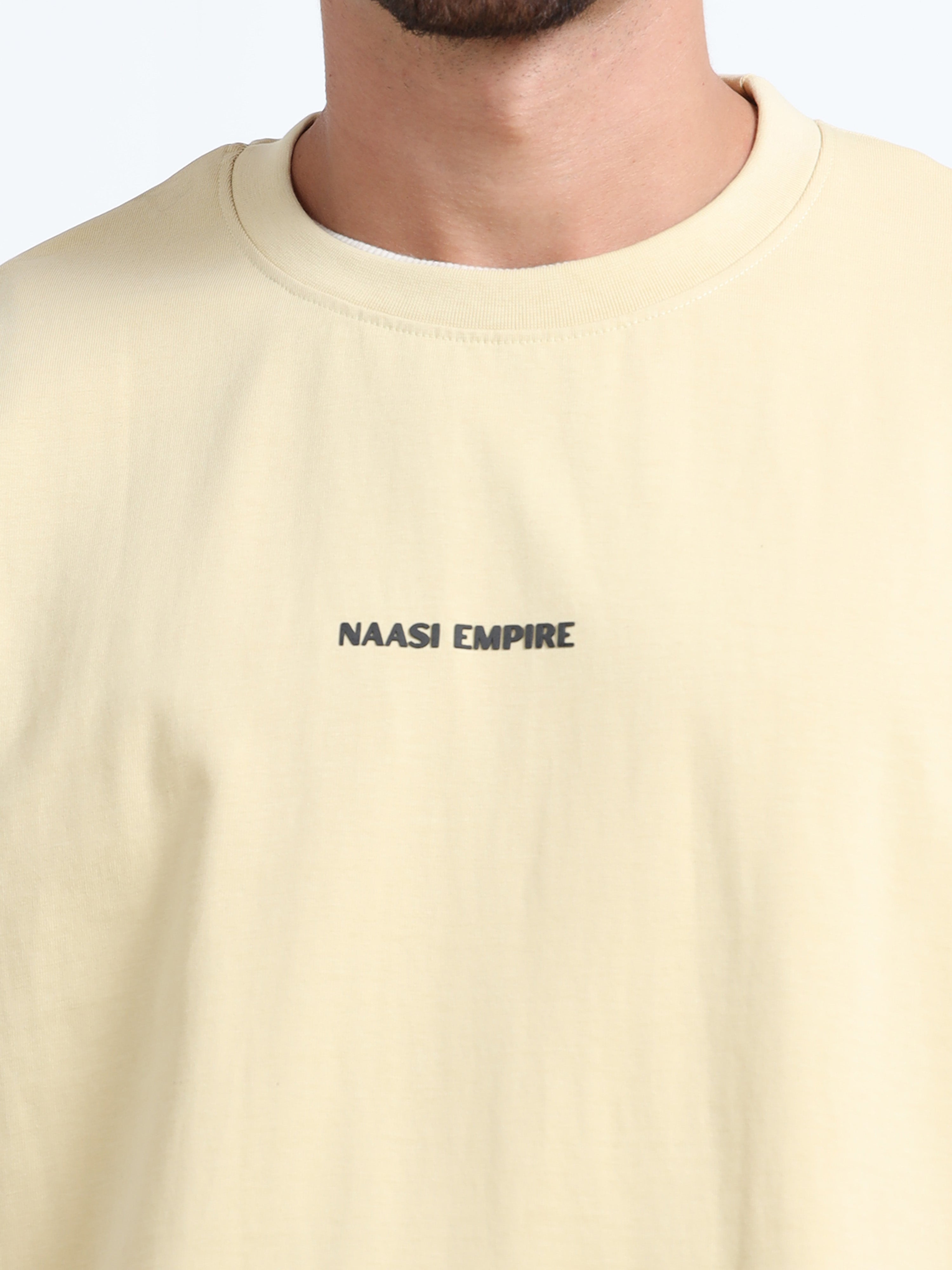 Solid - 320 Gsm Beige Oversize Tshirt