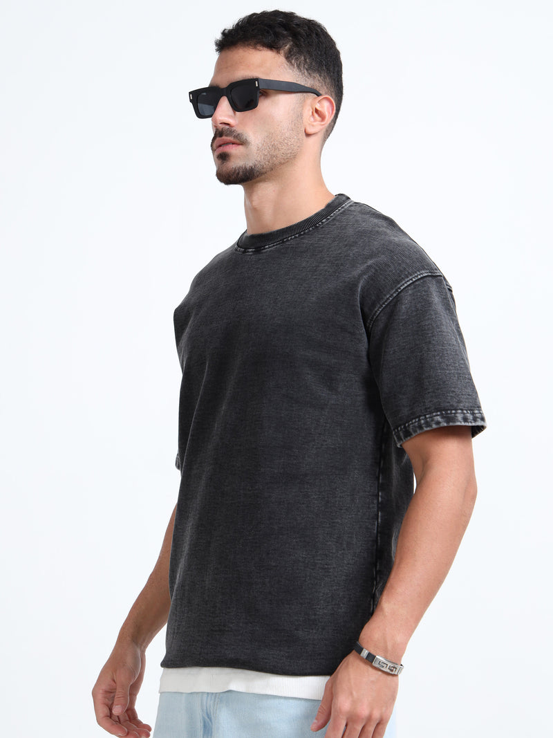 ACIDWASH- SOLID 350 GSM OVERSIZE TSHIRT