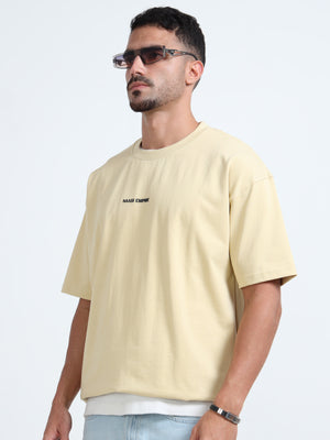 Solid -  320 Gsm Beige Oversize Tshirt