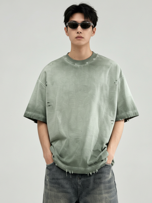 WASHED SCRATCH OVERSIZE TSHIRT