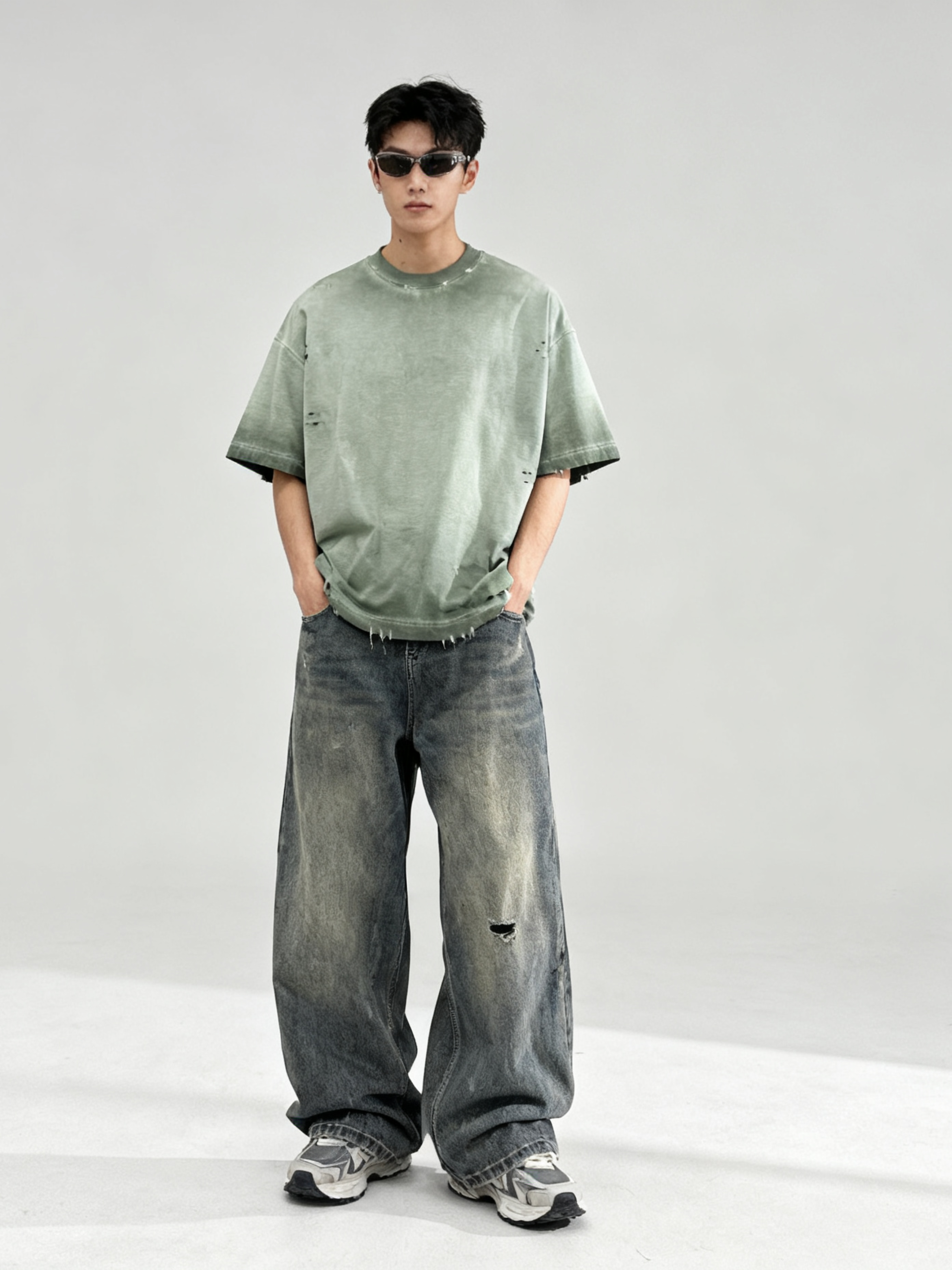 WASHED SCRATCH OVERSIZE TSHIRT