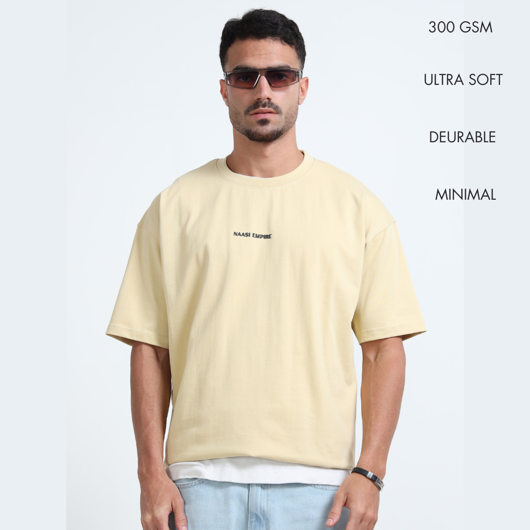 Solid -  320 Gsm Beige Oversize Tshirt