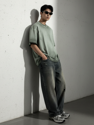 WASHED SCRATCH OVERSIZE TSHIRT