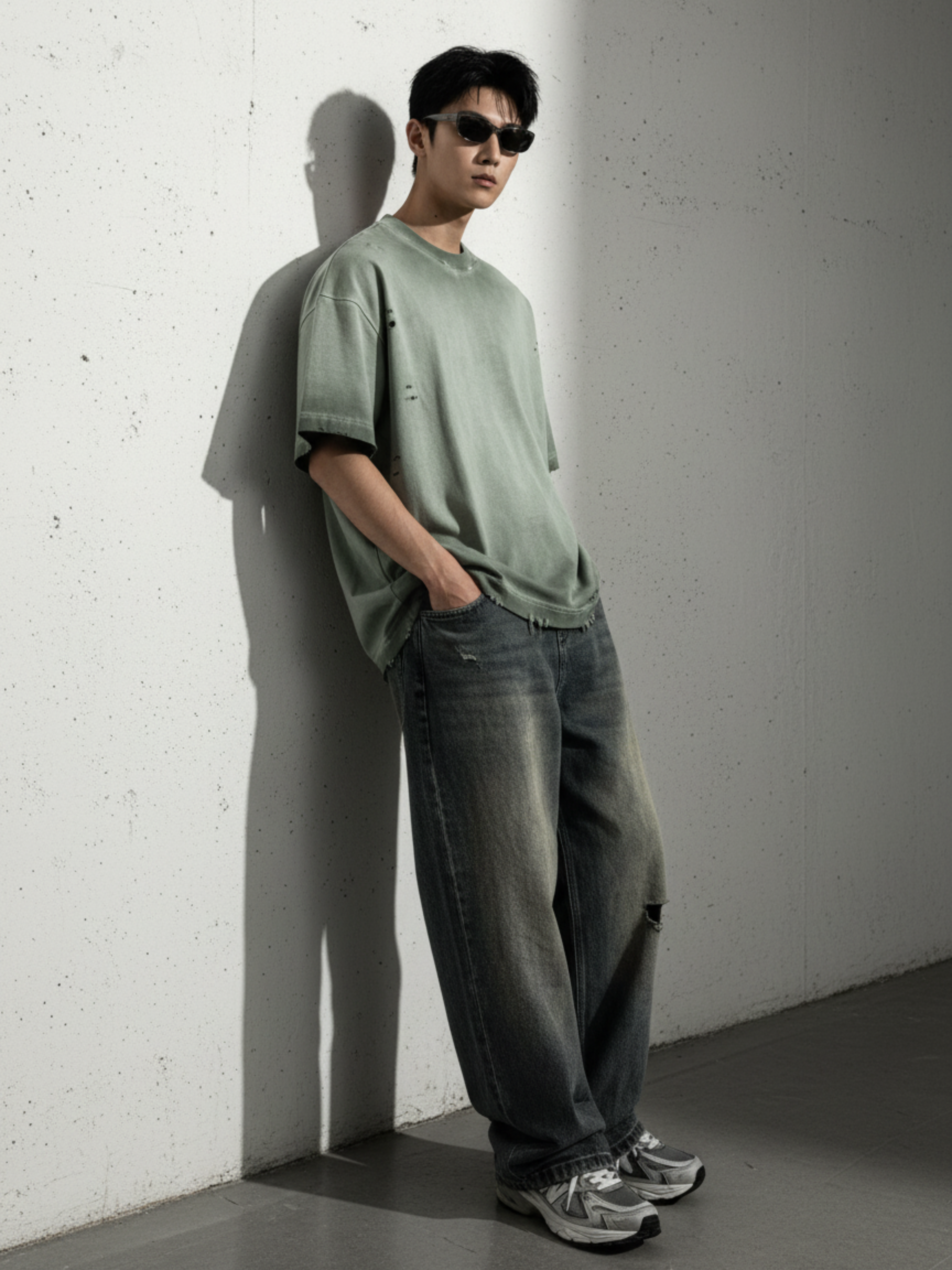 WASHED SCRATCH OVERSIZE TSHIRT