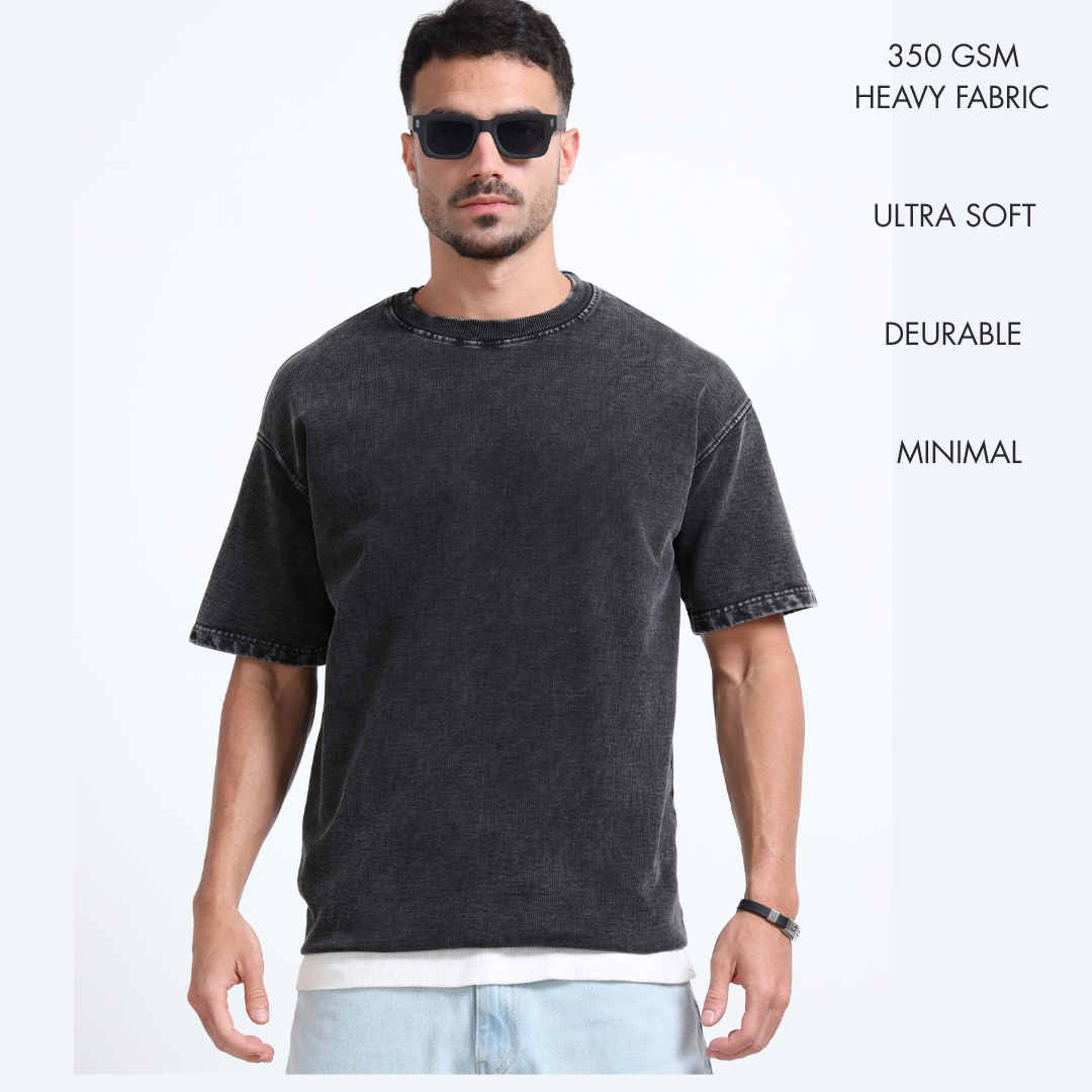 ACIDWASH- SOLID 350 GSM OVERSIZE TSHIRT